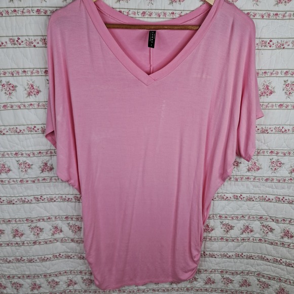 Johnny Premium Tunic Top‎ Dolman Sleeve V Neck Pink Comfy Casual Size M - Picture 6 of 9